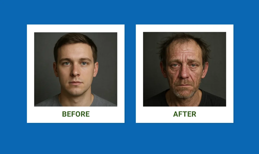 Faces of Before Vs After Alcohol Addiction